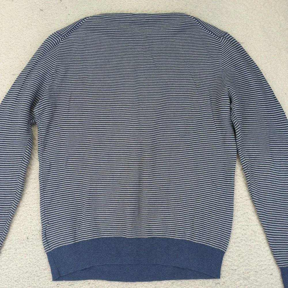 J.Crew Mens Size L Blue Striped 100% Cotton Crew Neck Long Sleeve Sweater Stripe